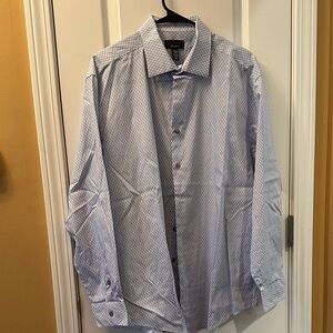 Alfani Men's Blue Patterned Shirt regular fit large 16–16 1/2 neck 34–35 sleeve